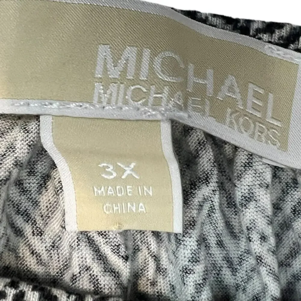 MICHAEL KORS Black & White 3/4 Sleeve Blouse SZ 3X